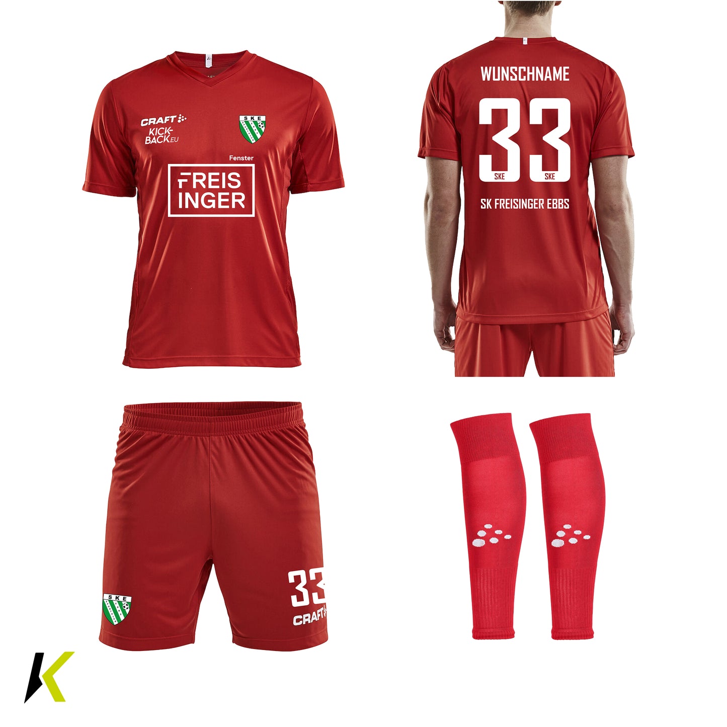SKE CRAFT® Trikot-Set Bright Red Goalie Auswärts JR Replica