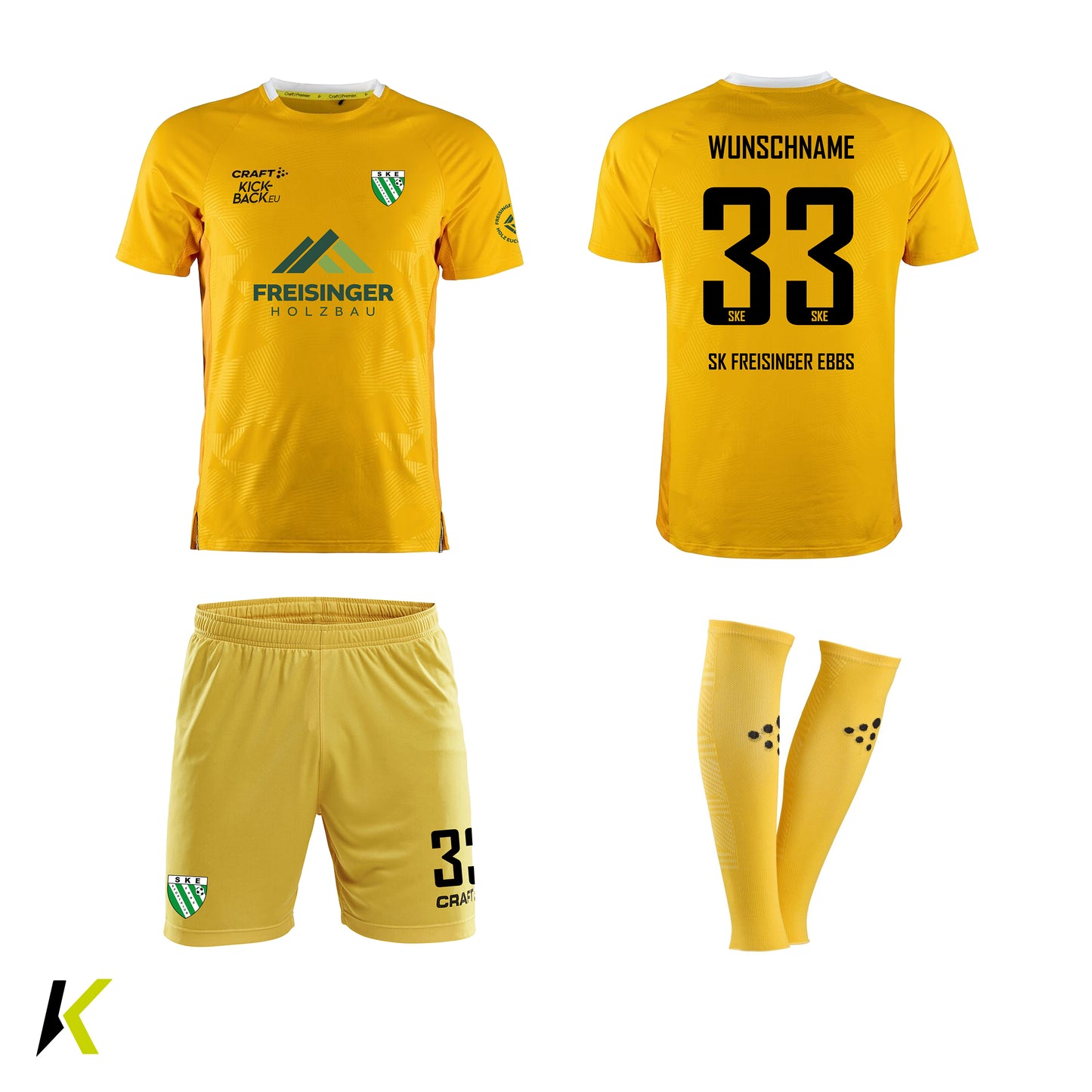 SKE CRAFT® Trikot-Set Sweden Yellow Goalie Heim M/Uni
